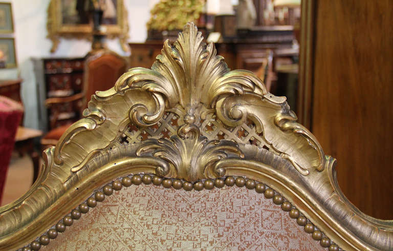 Regal Pair of 18th Century Carved Giltwood Italian Louis XV Armchairs