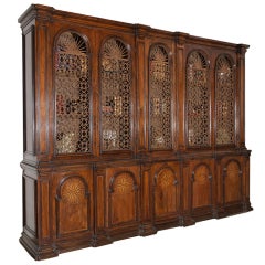 18th Century Tuscan Walnut and Parquetry Bibliotheque Cabinet