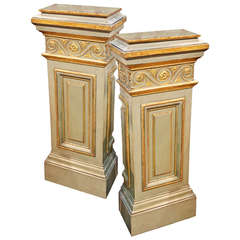 Pair of 18th Century Italian Louis XVI Parcel-Gilt and Polychrome Pedestals 9