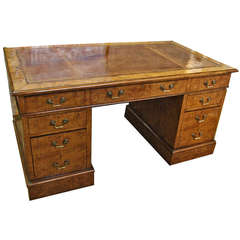 A 19th c. English Regency Burl Walnut Desk