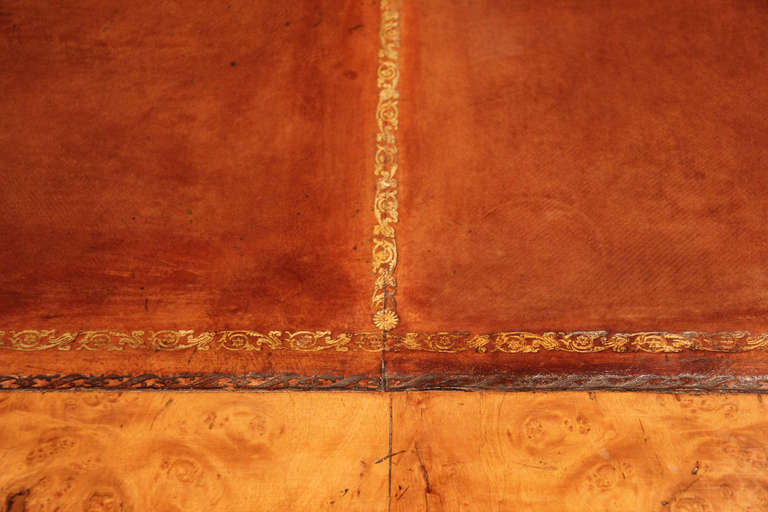 A 19th c. English Regency Burl Walnut Desk 3