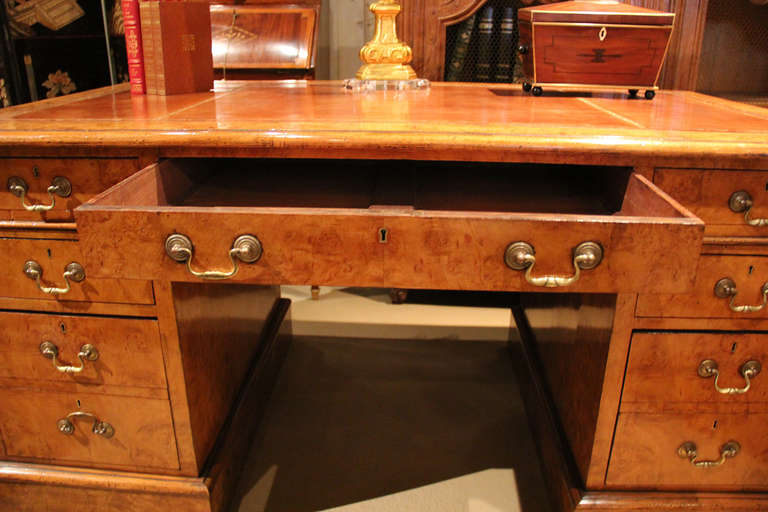 A 19th c. English Regency Burl Walnut Desk 1