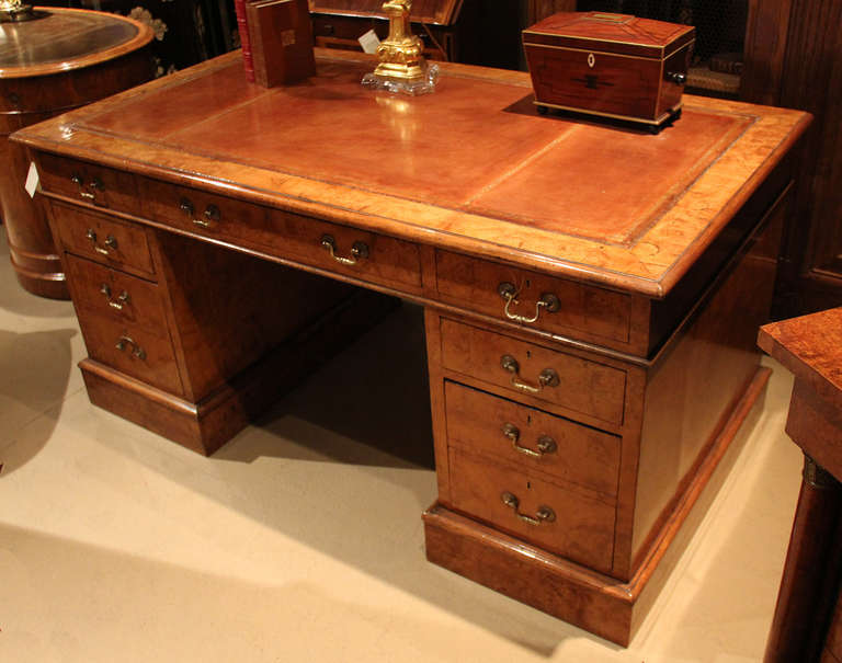 19th Century A 19th c. English Regency Burl Walnut Desk