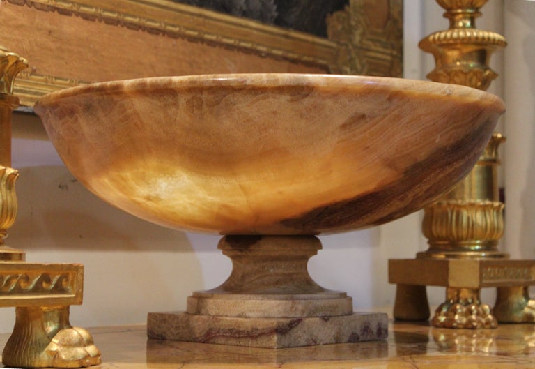 A Pair of 19th c. Italian Alabaster Decorative Table Urns