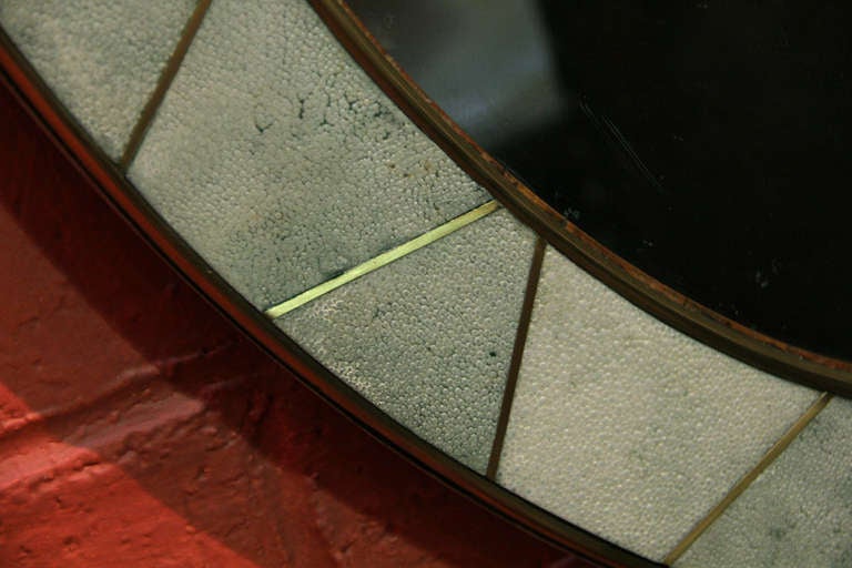 French 20th Century Shagreen Oval Mirror For Sale