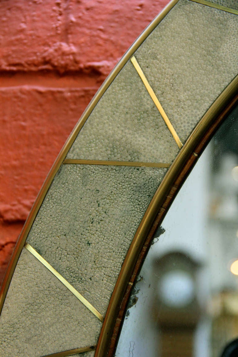 20th Century Shagreen Oval Mirror In Excellent Condition For Sale In San Francisco, CA