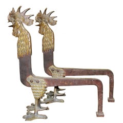 A Unique Pair of 19th c. French Chenets (Andiers, Andirons)_