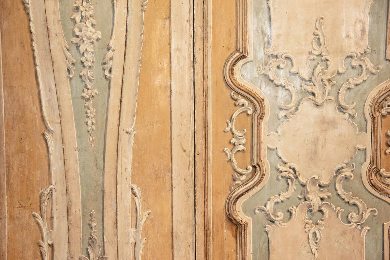 18th Century and Earlier 18th Century Venetian Carved Polychrome Armoire For Sale