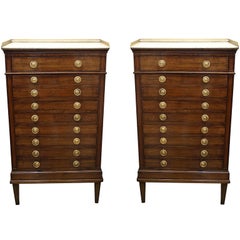 A Pair of 18th c. Neoclassical Louis XVI 9-Drawer Chiffoniers