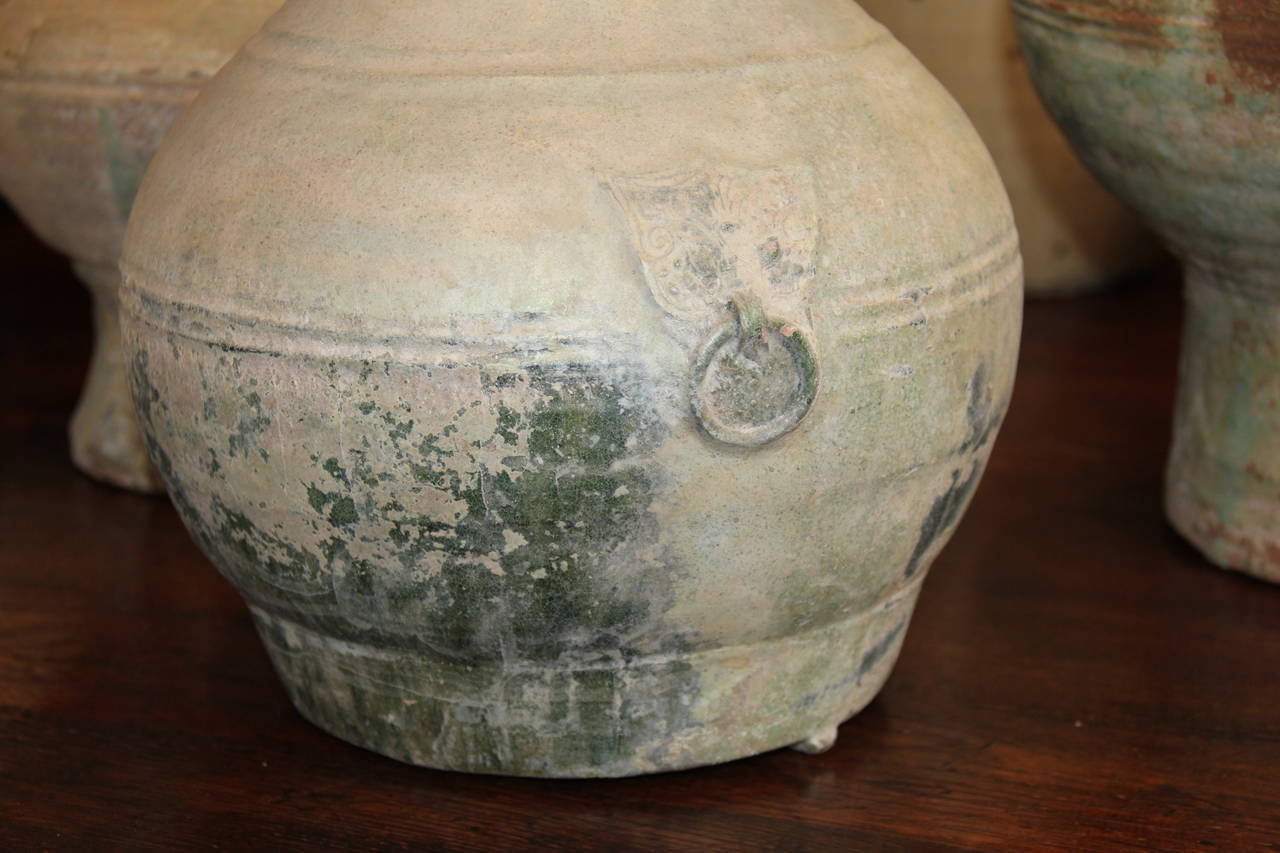 Set of Four Han Dynasty Glazed Earthenware Jars For Sale 3