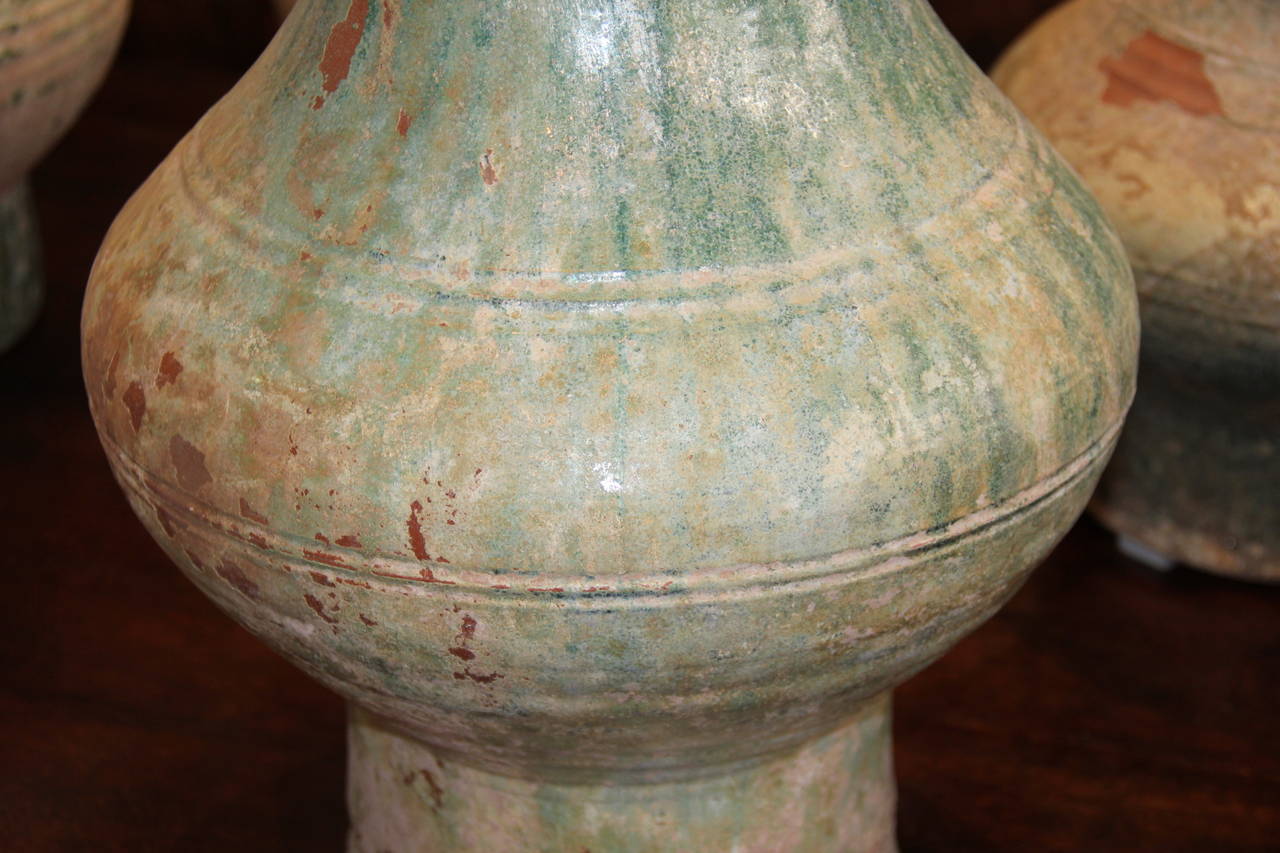 18th Century and Earlier Set of Four Han Dynasty Glazed Earthenware Jars For Sale