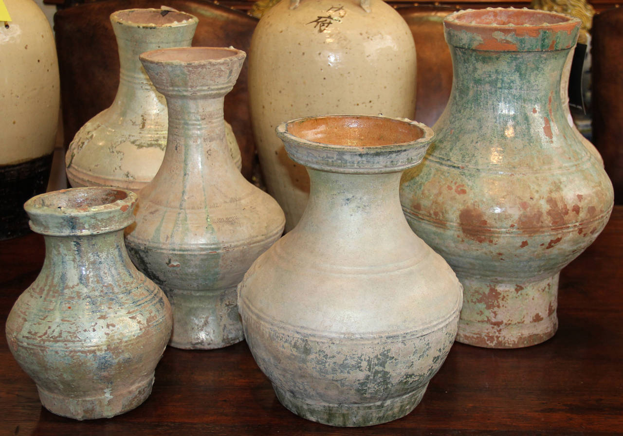 Set of Four Han Dynasty Glazed Earthenware Jars In Excellent Condition For Sale In San Francisco, CA