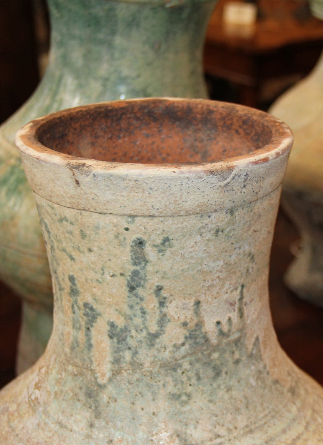 Two Chinese Han Dynasty Glazed Earthenware Jars or 