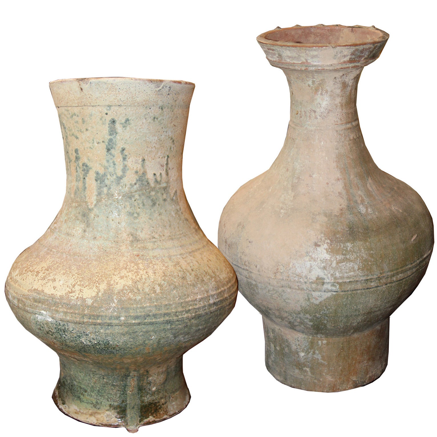 Two Chinese Han Dynasty Glazed Earthenware Jars or "Hu" For Sale