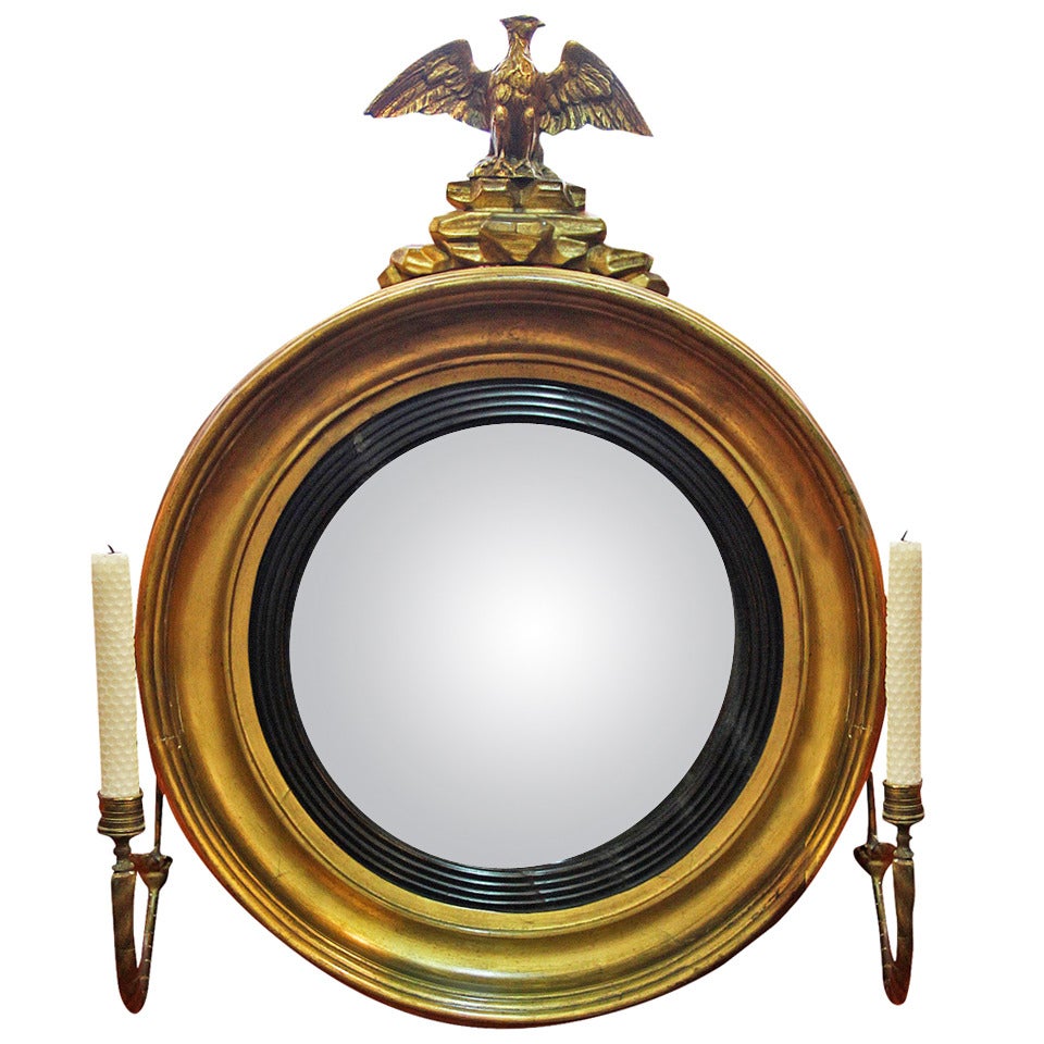 19th Century English Regency Convex Mirror For Sale