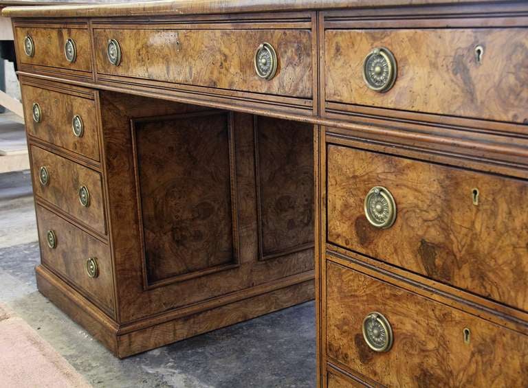 British An Impressive 19th Century English Olive Wood Partners' Desk