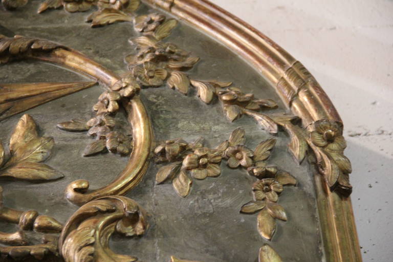 18th Century and Earlier An 18th Century French Polychrome and Parcel Gilt Trumeau Mirror