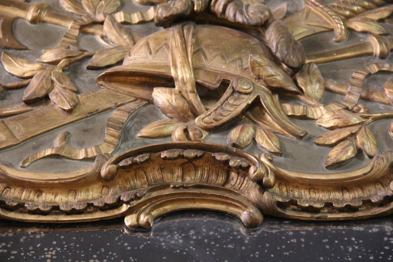 An 18th Century French Polychrome and Parcel Gilt Trumeau Mirror 1