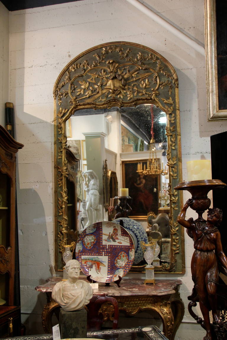An 18th Century French Polychrome and Parcel Gilt Trumeau Mirror 6