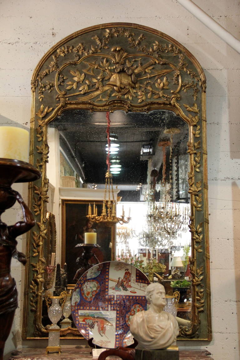 An 18th Century French Polychrome and Parcel Gilt Trumeau Mirror 5