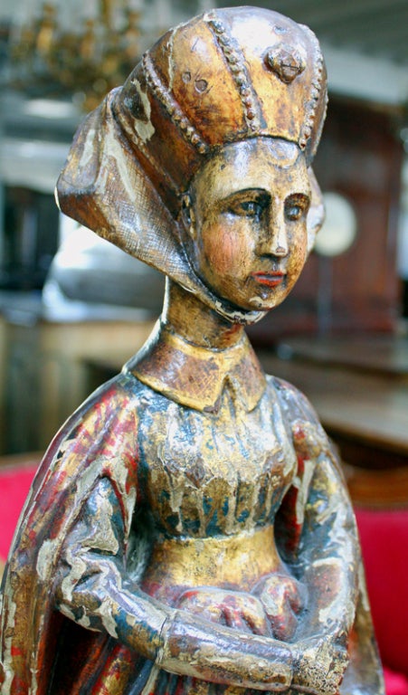 Pair of Polychrome & Parcel Gilt Figures of Venetian Courtesans