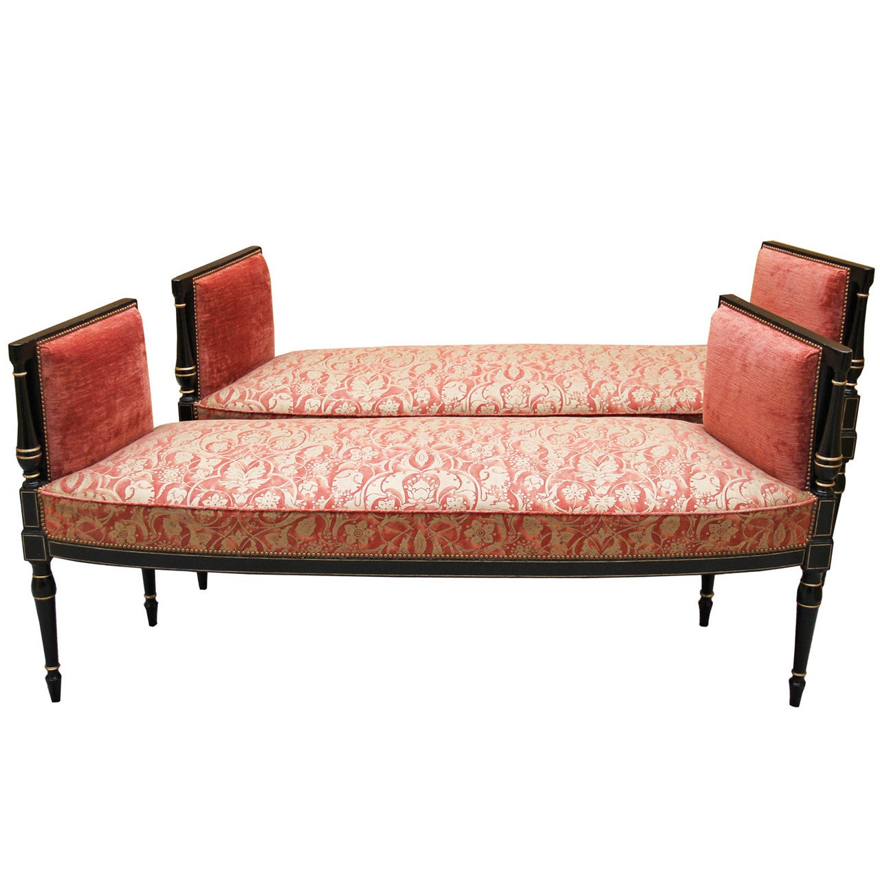 19th Century Pair of English Regency Neoclassical Backless Settees For Sale