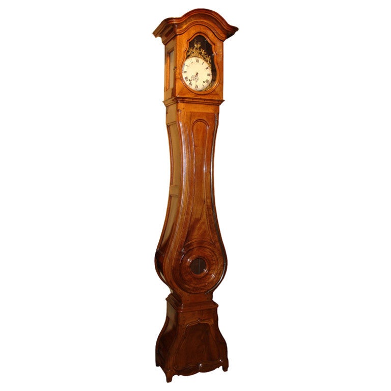 18th Century French Louis XVI Walnut Tall Case Clock For Sale