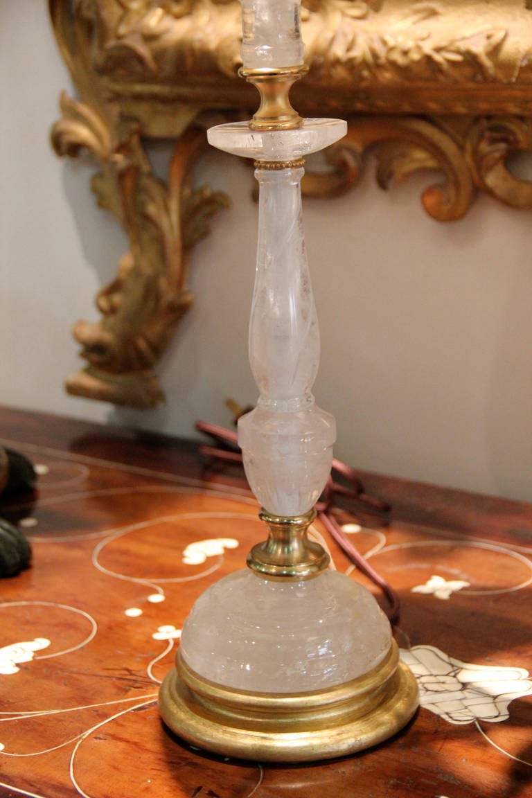 Rock Crystal Candlestick Now Converted Into a Table Lamp For Sale 3
