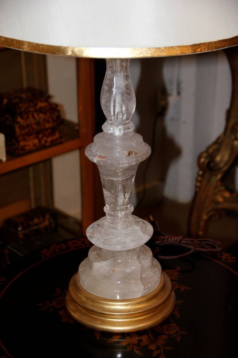 Pair of Rock Crystal Candlesticks Now Converted Into Table Lamps For Sale 1