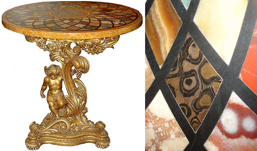 18th Century Italian Pietra Dura and Giltwood Specimen Table