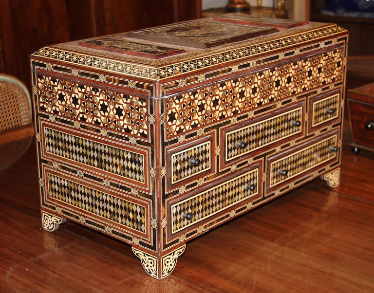 Unique and Palatially Scaled 19th Century Levantine Valuables Box For Sale 7