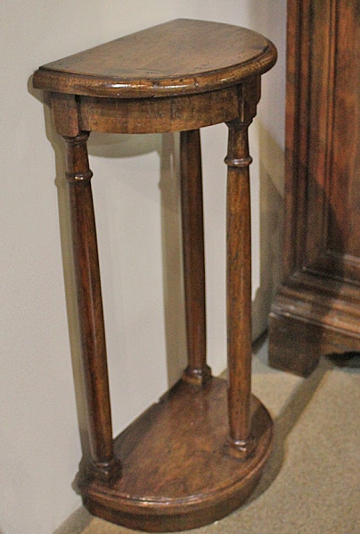 Italian A Small Pair of 18th c. Tuscan Walnut Demilune Console Tables