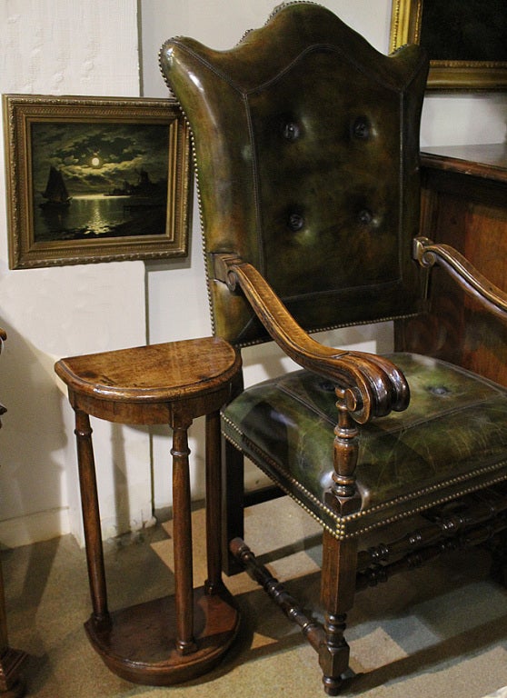 18th Century and Earlier A Small Pair of 18th c. Tuscan Walnut Demilune Console Tables