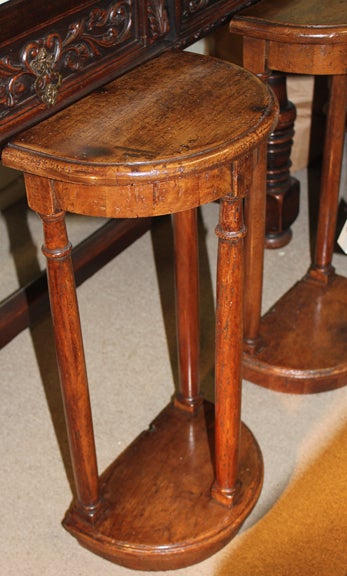 A Small Pair of 18th c. Tuscan Walnut Demilune Console Tables 5