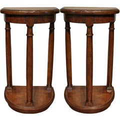 Antique A Small Pair of 18th c. Tuscan Walnut Demilune Console Tables