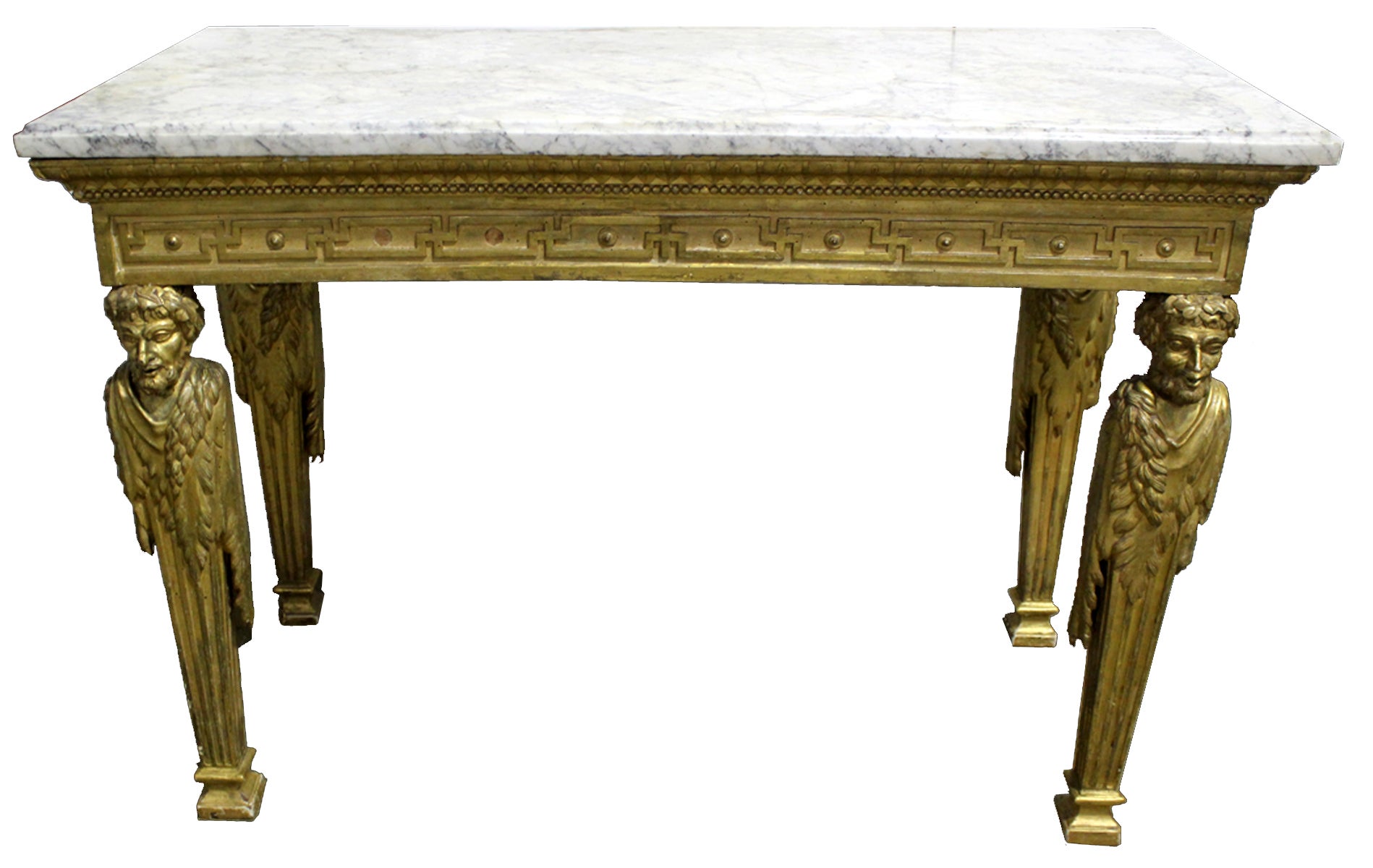 Highly Important Late 18th Century Italian Louis XVI Giltwood Console Table For Sale