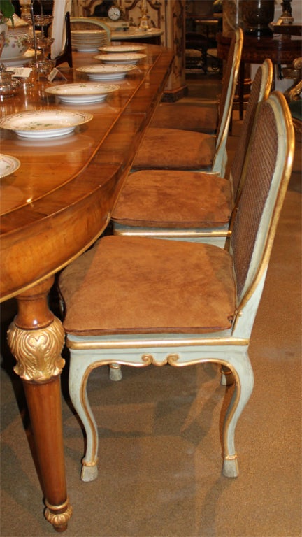 Cane Harlequin Set of 12 Italian Louis XV Dining Armchairs and Side Chairs For Sale