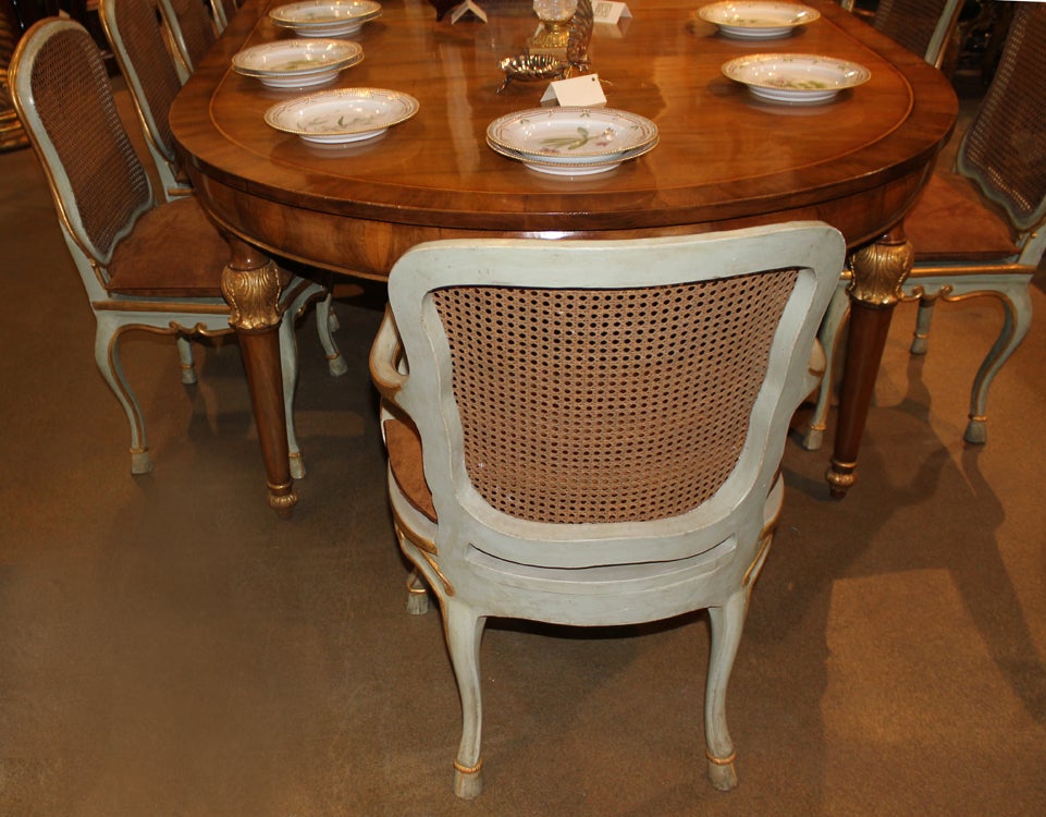Harlequin Set of 12 Italian Louis XV Dining Armchairs and Side Chairs For Sale 1