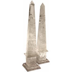 A Towering Pair of Neoclassical Style Rock Crystal Obelisks