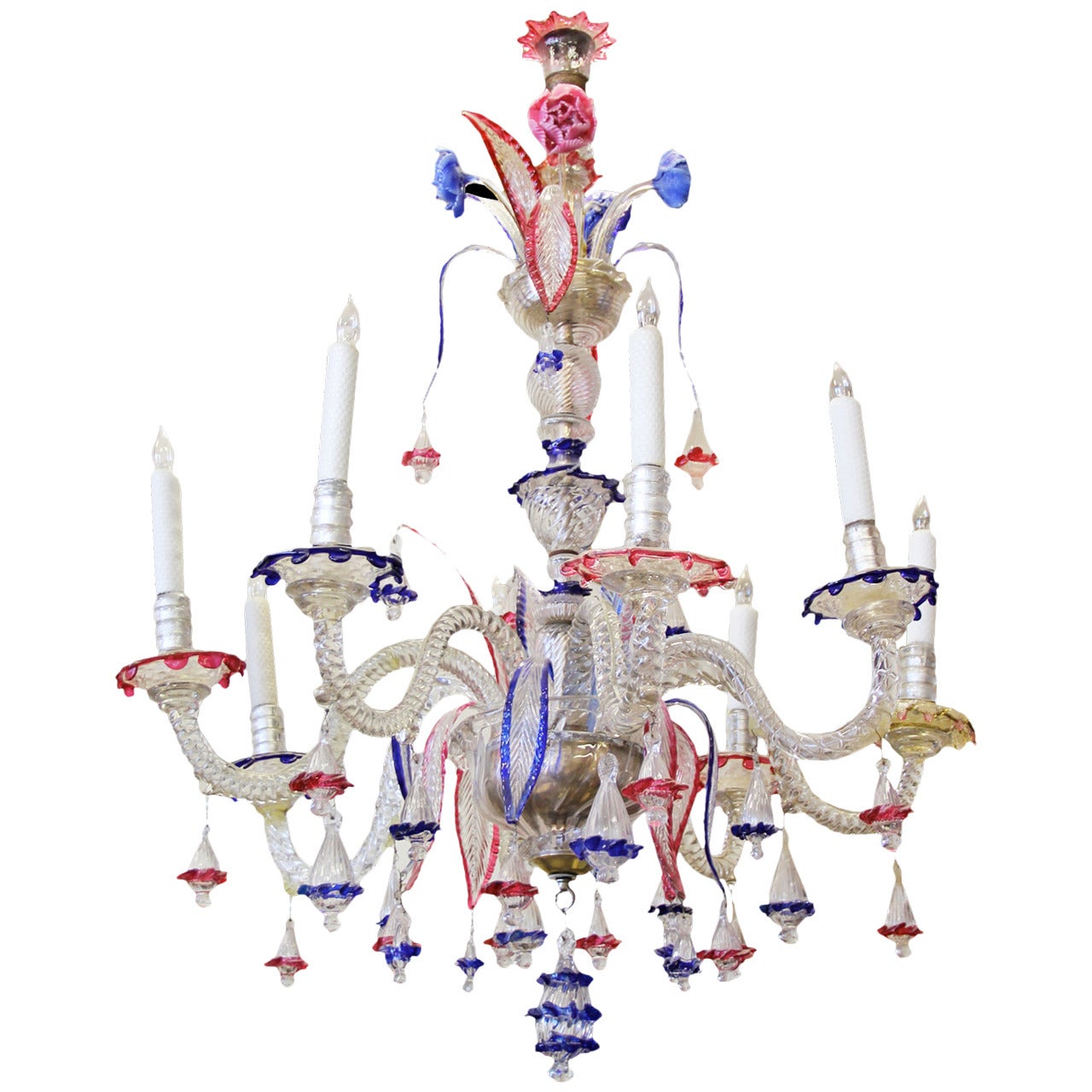 19th Century Murano Blown Glass Chandelier For Sale