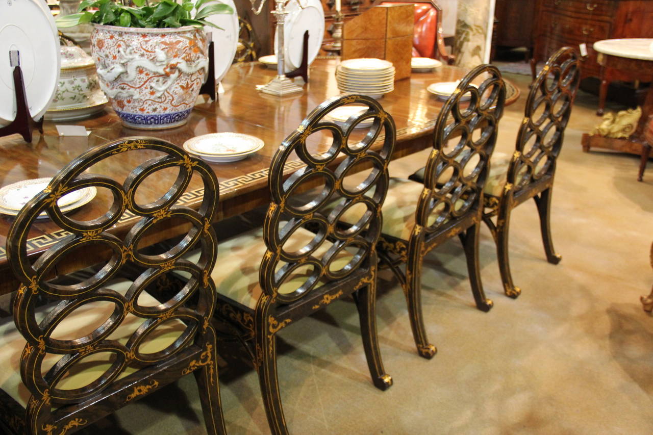 Set of Twelve George III Parcel Gilt and Black-Japanned Dining Chairs 3