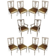 A Set of 10 French 18th c. and later Louis XVI dining chairs