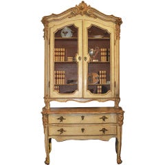 An 18th c. Italian Louis XV Bookcase Cabinet and Buffet