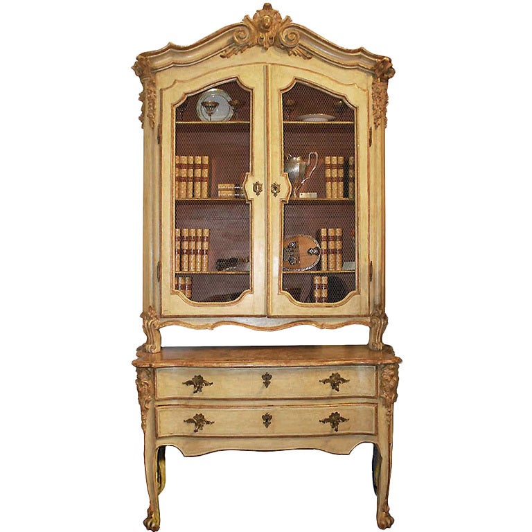 An 18th c. Italian Louis XV Bookcase Cabinet and Buffet