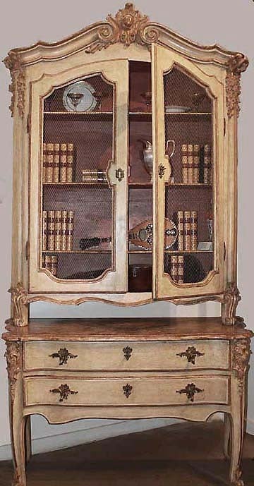 An 18th c. Italian Louis XV Bookcase Cabinet and Buffet In Excellent Condition In San Francisco, CA