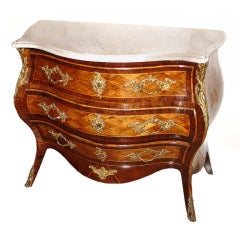 18th Century Italian Rococo Marquetry Bombé Chest of Drawers