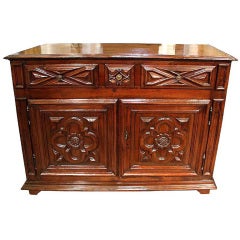 18th Century Geometric Italian Walnut Credenza and Sideboard Cabinet