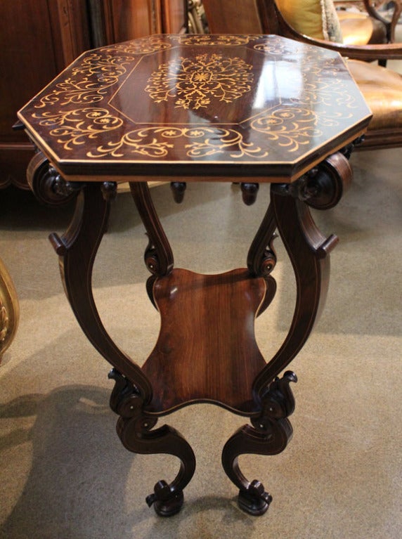 Italian 19th Century Florentine Ebony and Marquetry Side Table For Sale