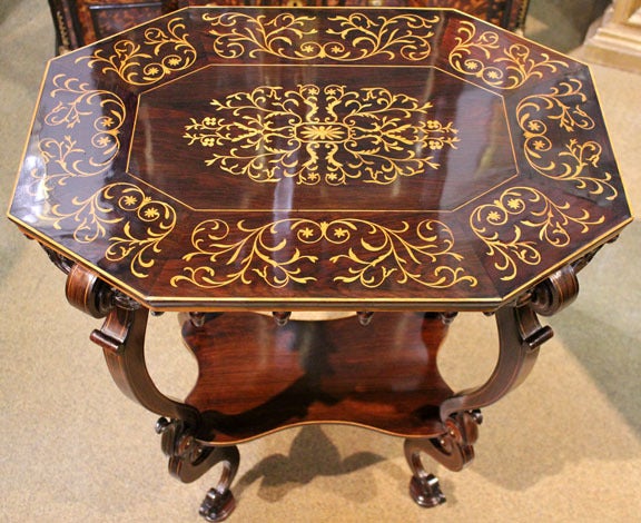 19th Century Florentine Ebony and Marquetry Side Table In Excellent Condition For Sale In San Francisco, CA