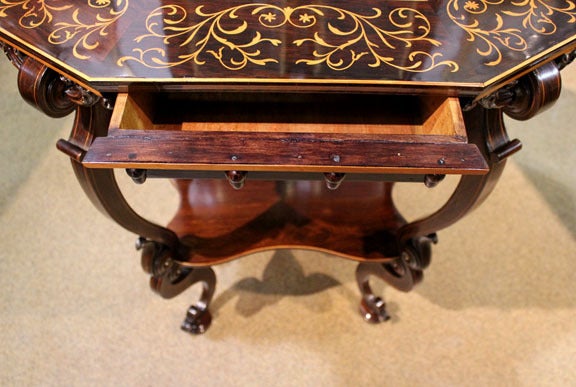 19th Century Florentine Ebony and Marquetry Side Table For Sale 2